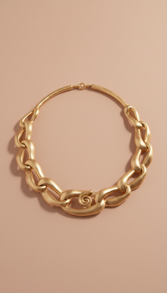 Collar escultórico en oro pulido