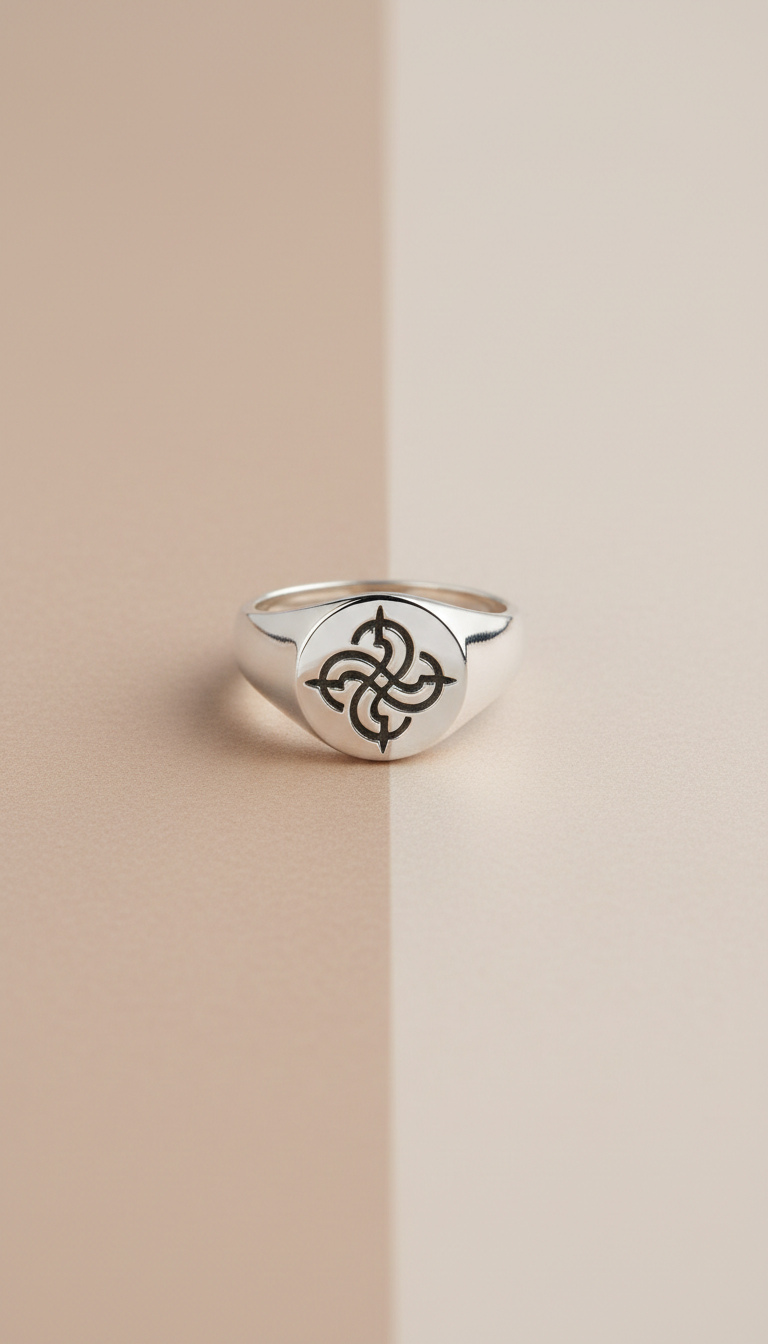Anillo sello en plata con firma de artista