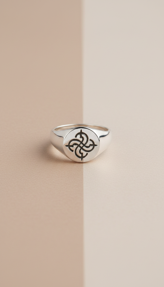 Anillo sello en plata con firma de artista